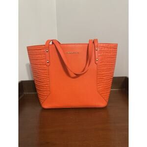 F&W Style Bella Croc Embossed LEATHER Shoulder Bag Tote Work Bag Orange NWOT